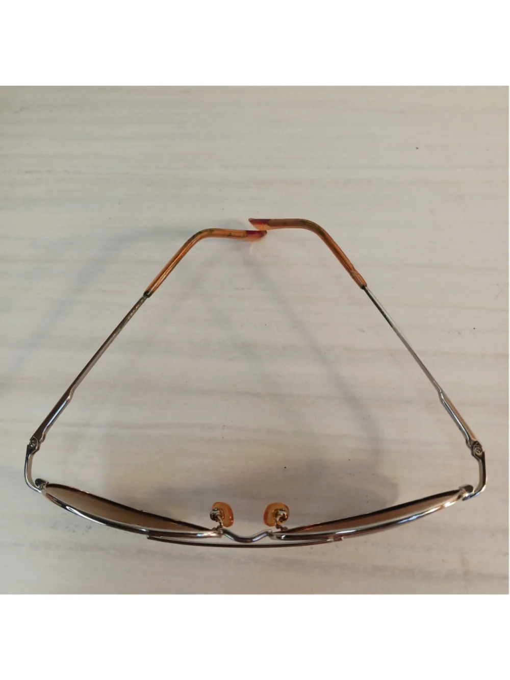 VTG Aviator Sunglasses Amber Lens With Sheepskin Case Groovy Hipster Boho Chic